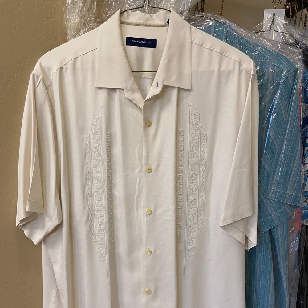 Tommy Bahama Silk Camp Shirt 2XLT Ivory Color
